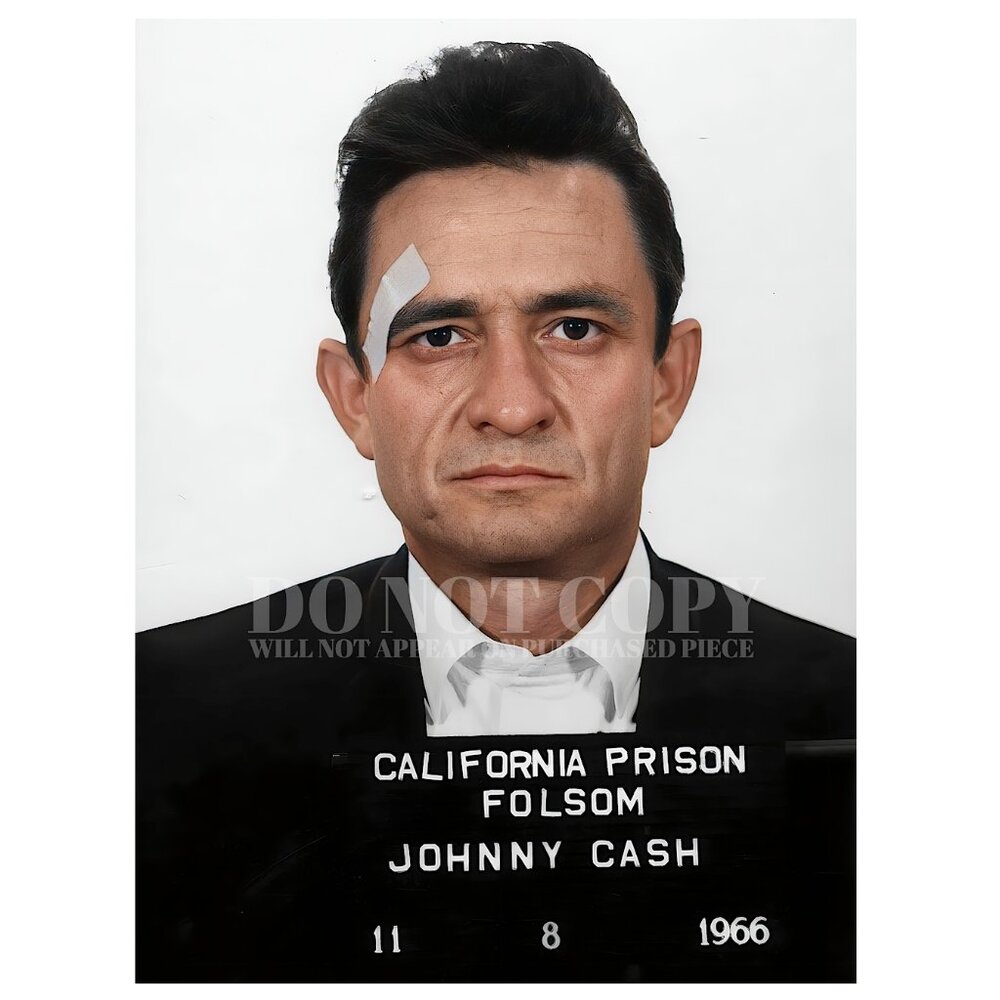 Johnny Cash Mugshot Photograph 8 X 10 | RARE 1966 Folsom Prison Mug Shot Poster